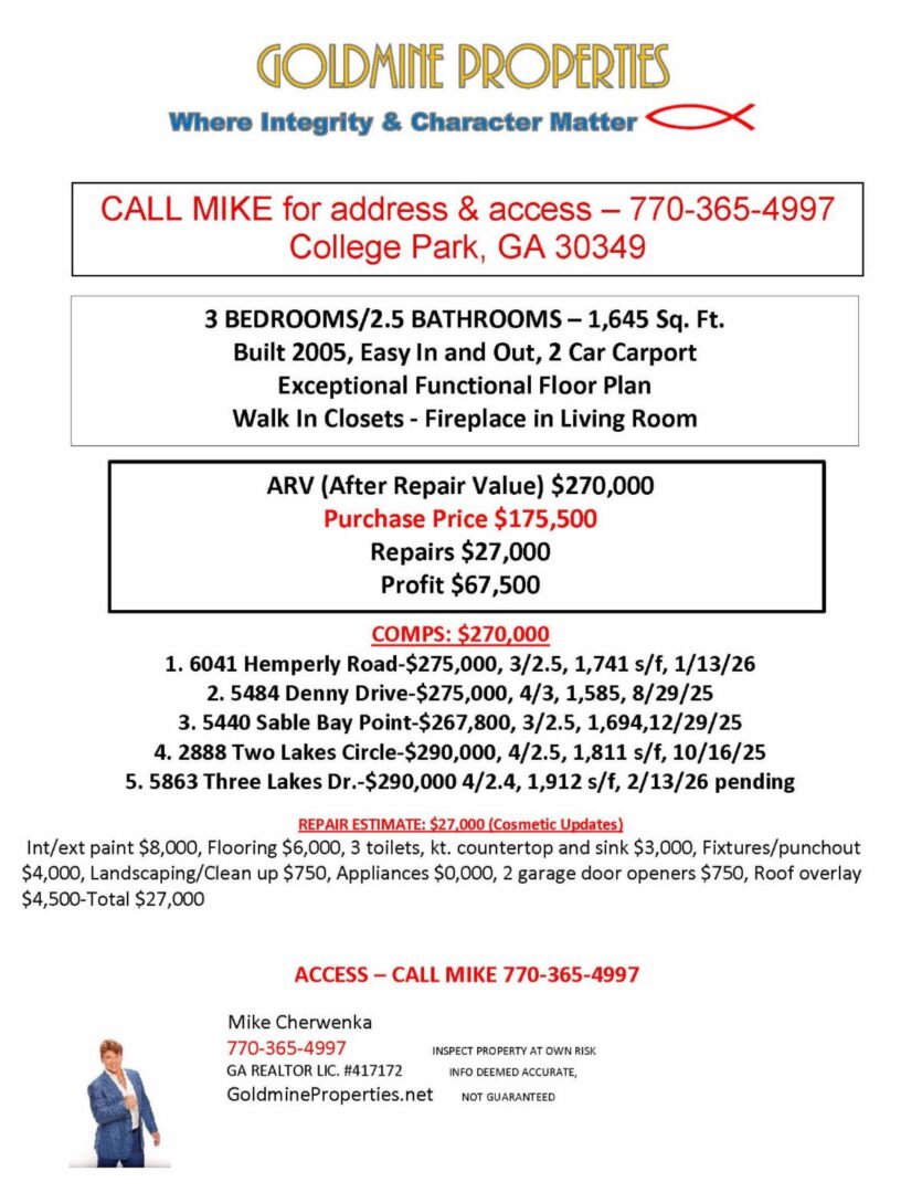 College Park Fixer-Upper 1-30-26